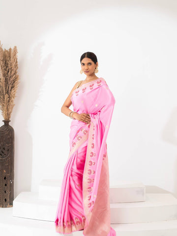 Shambhavi (Hot Pink Kadwa Mushru Satin Saree)