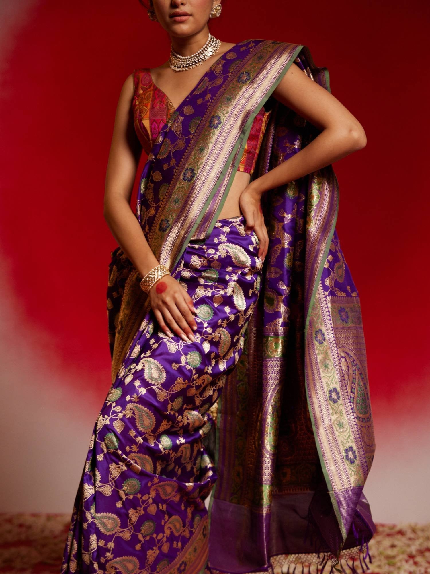 Sitara (Purple Katan Banarasi Jangla Saree)