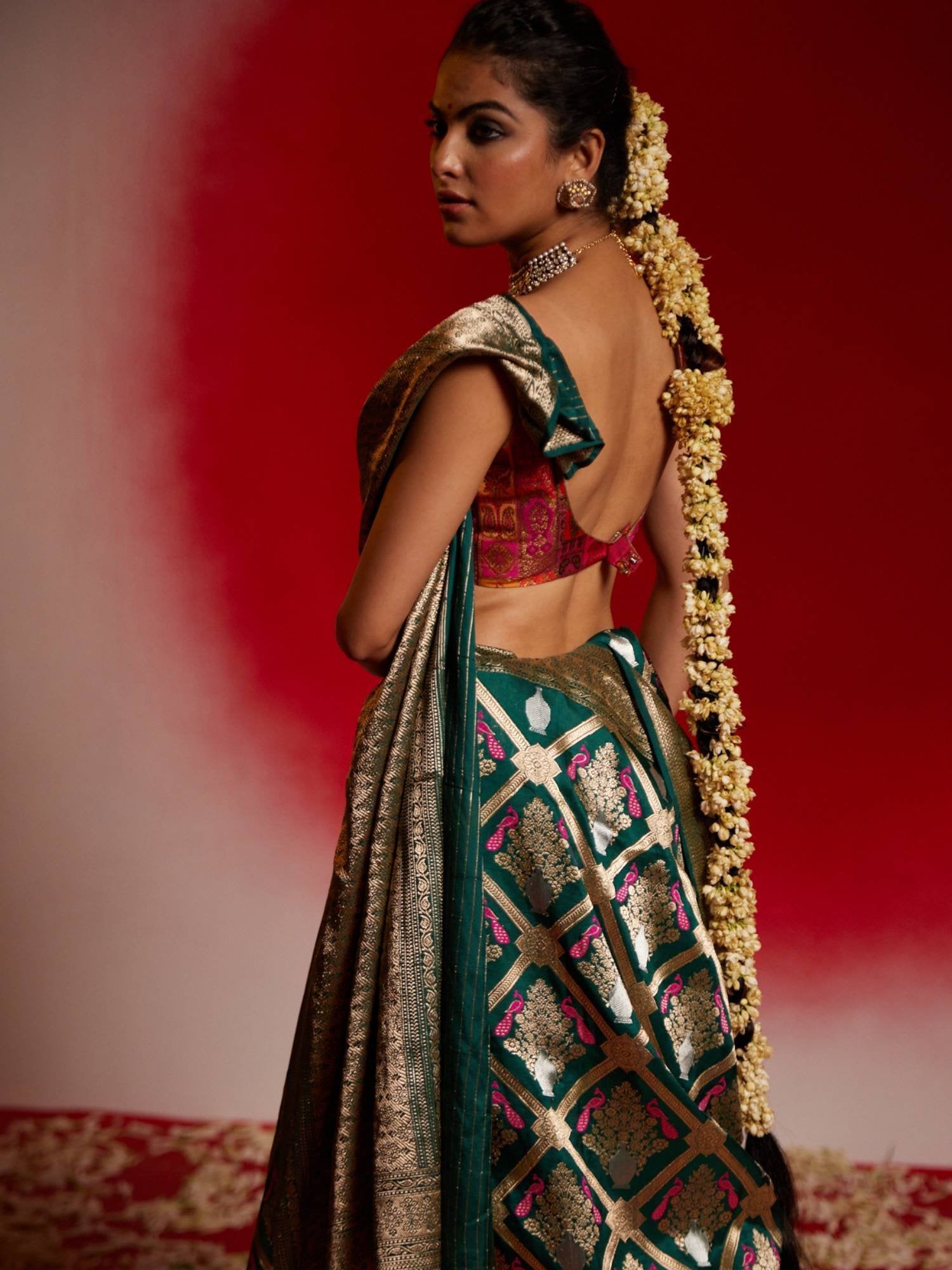 Prarthana (Meenal Green Birds Jangla Saree)