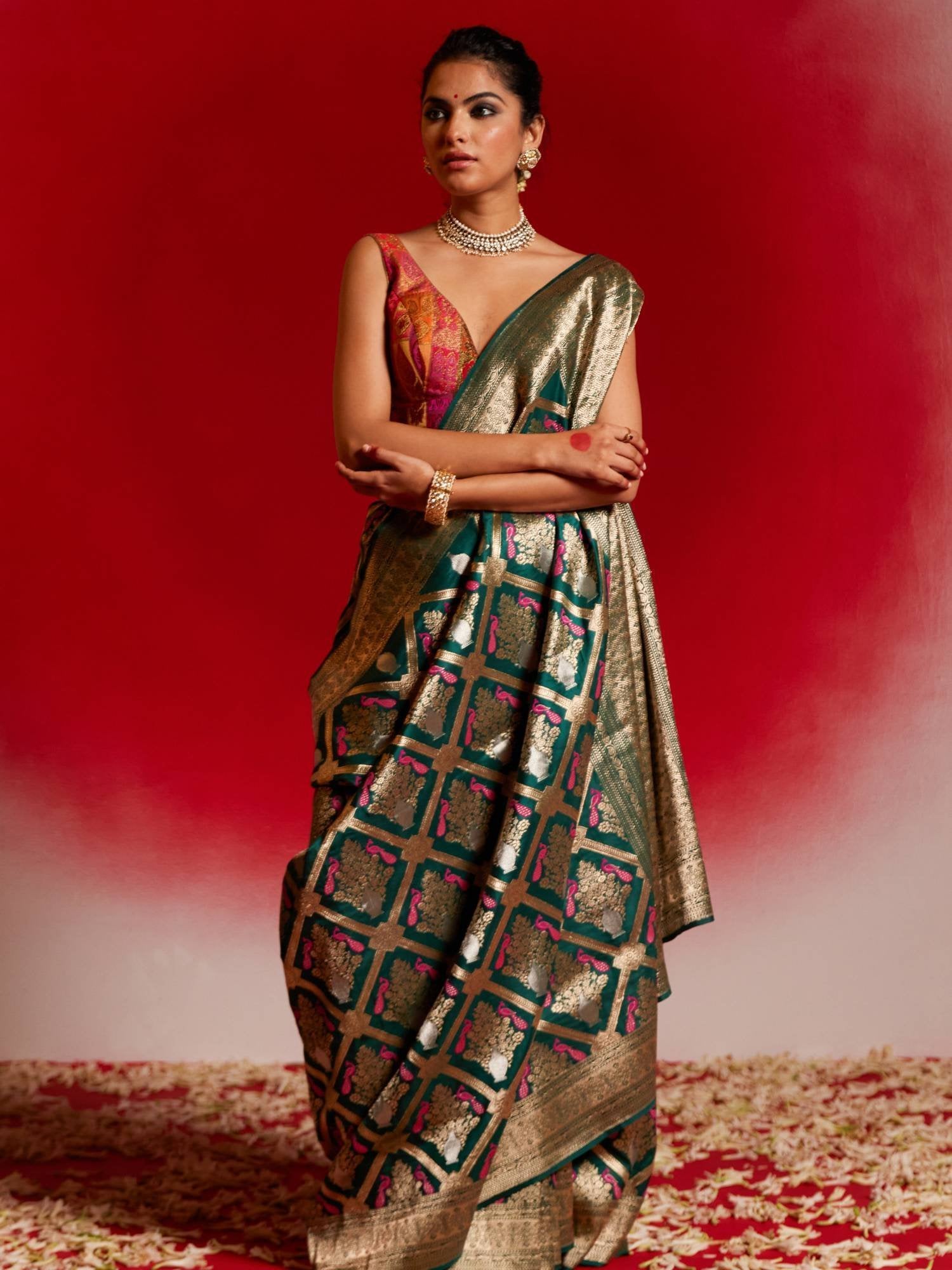 Prarthana (Meenal Green Birds Jangla Saree)