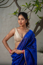 Nilambara (Royal Blue Zari Checkered Chanderi Saree)