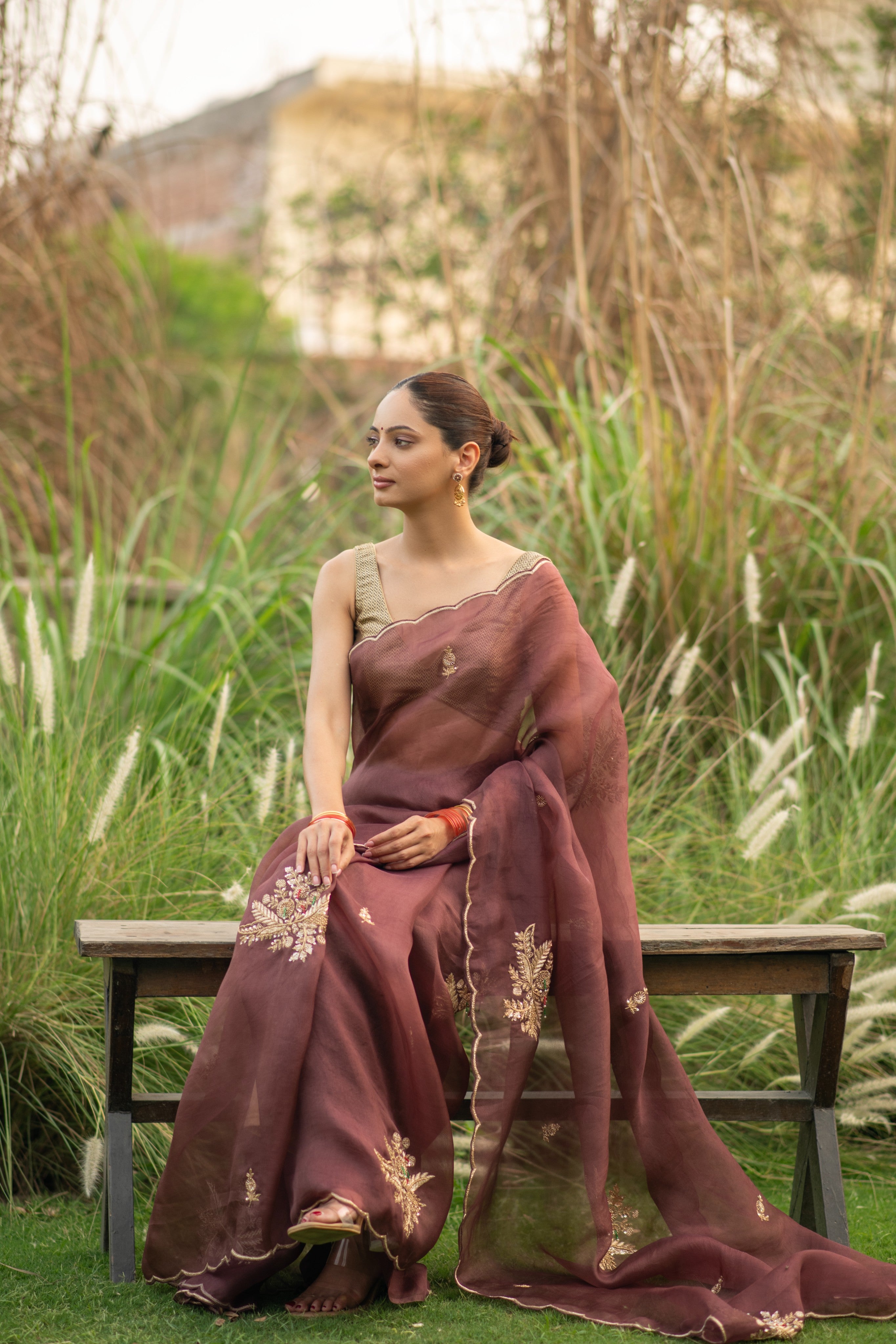 Hansini (Coco Hand-Embroidered Organza Saree)