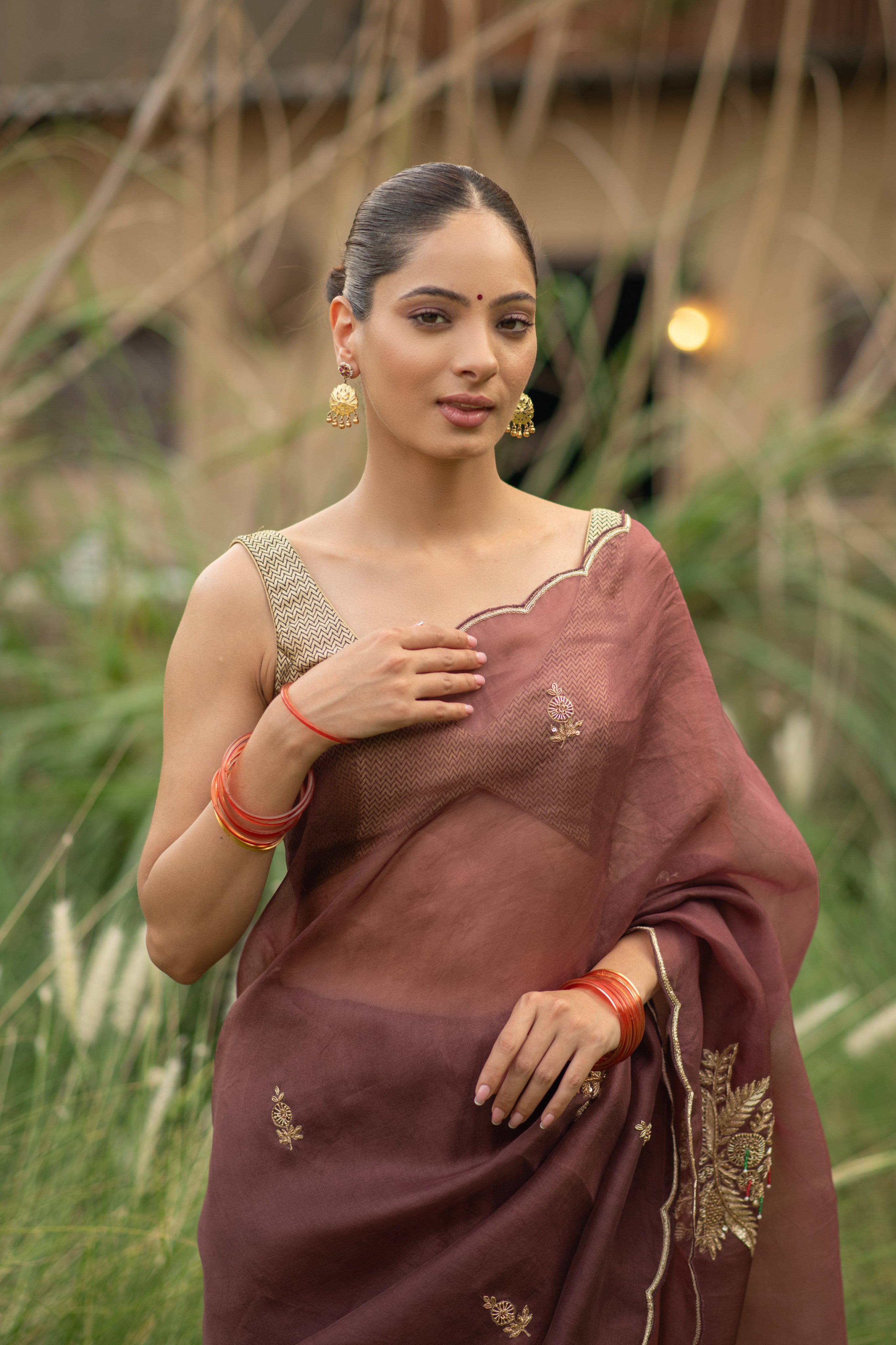 Hansini (Coco Hand-Embroidered Organza Saree)