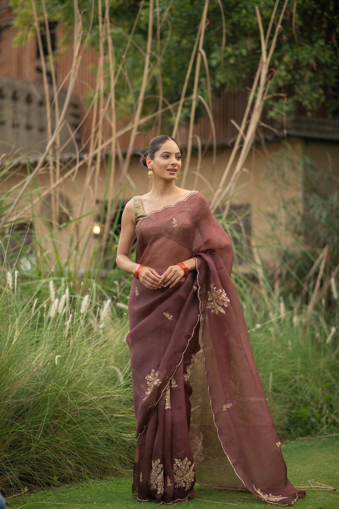 Hansini (Coco Hand-Embroidered Organza Saree)