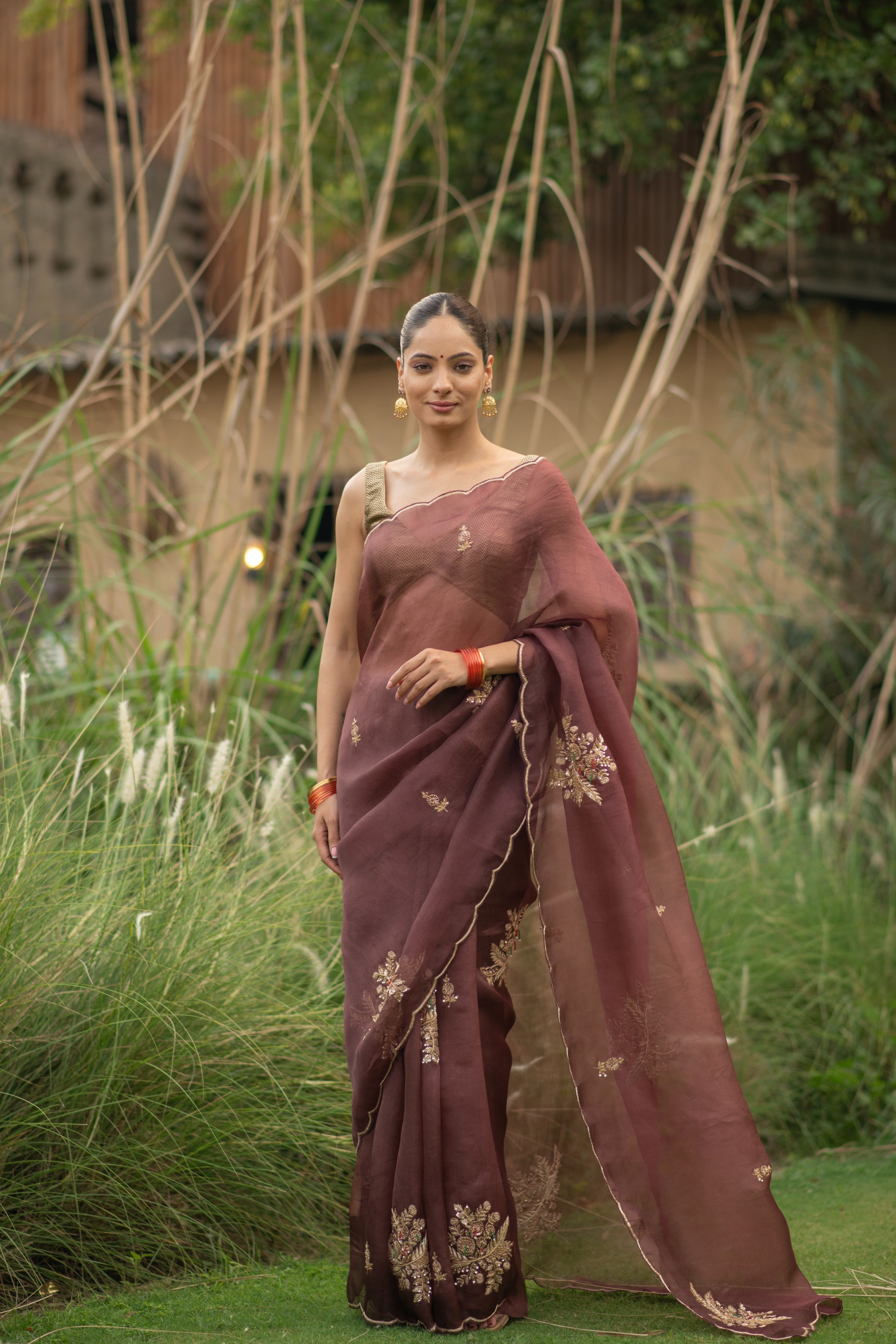 Hansini (Coco Hand-Embroidered Organza Saree)