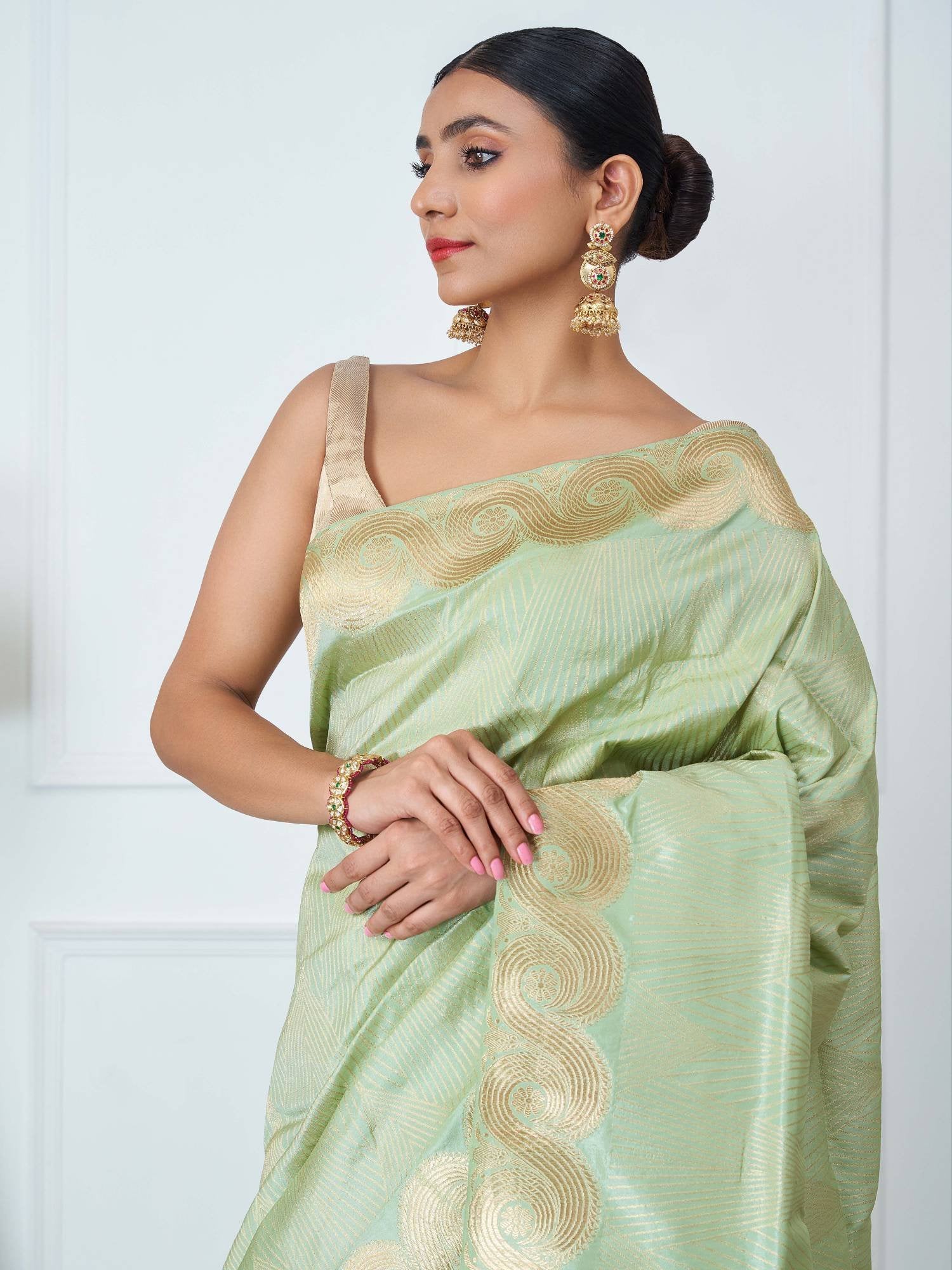 Ragini (Pista Green Zari Weave Saree)