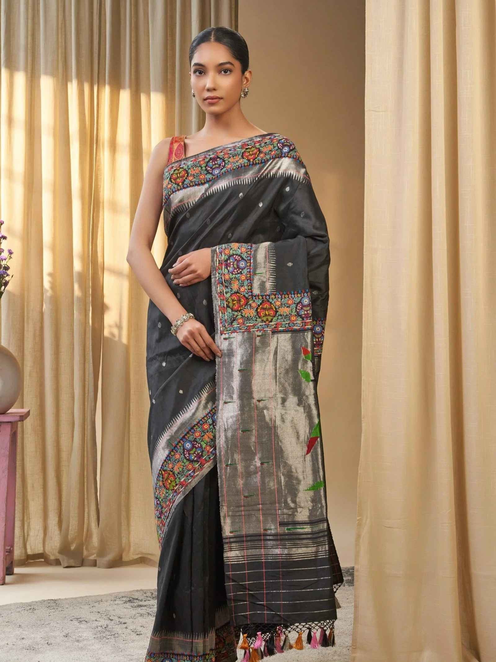 Rukmini (Fusion Paithani Pure Silver Zari Saree)