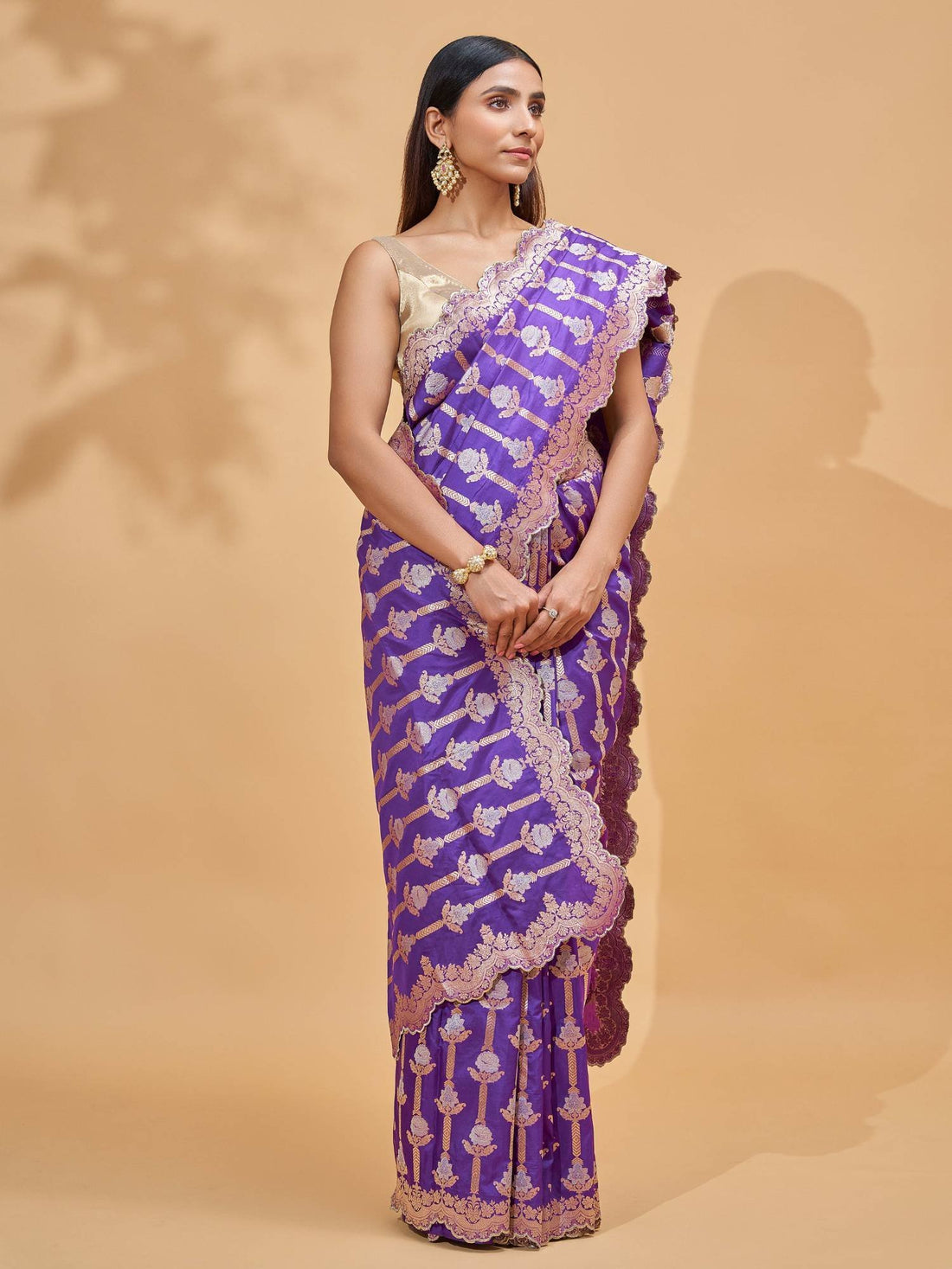 Charita (Purple Scallop Border Saree)