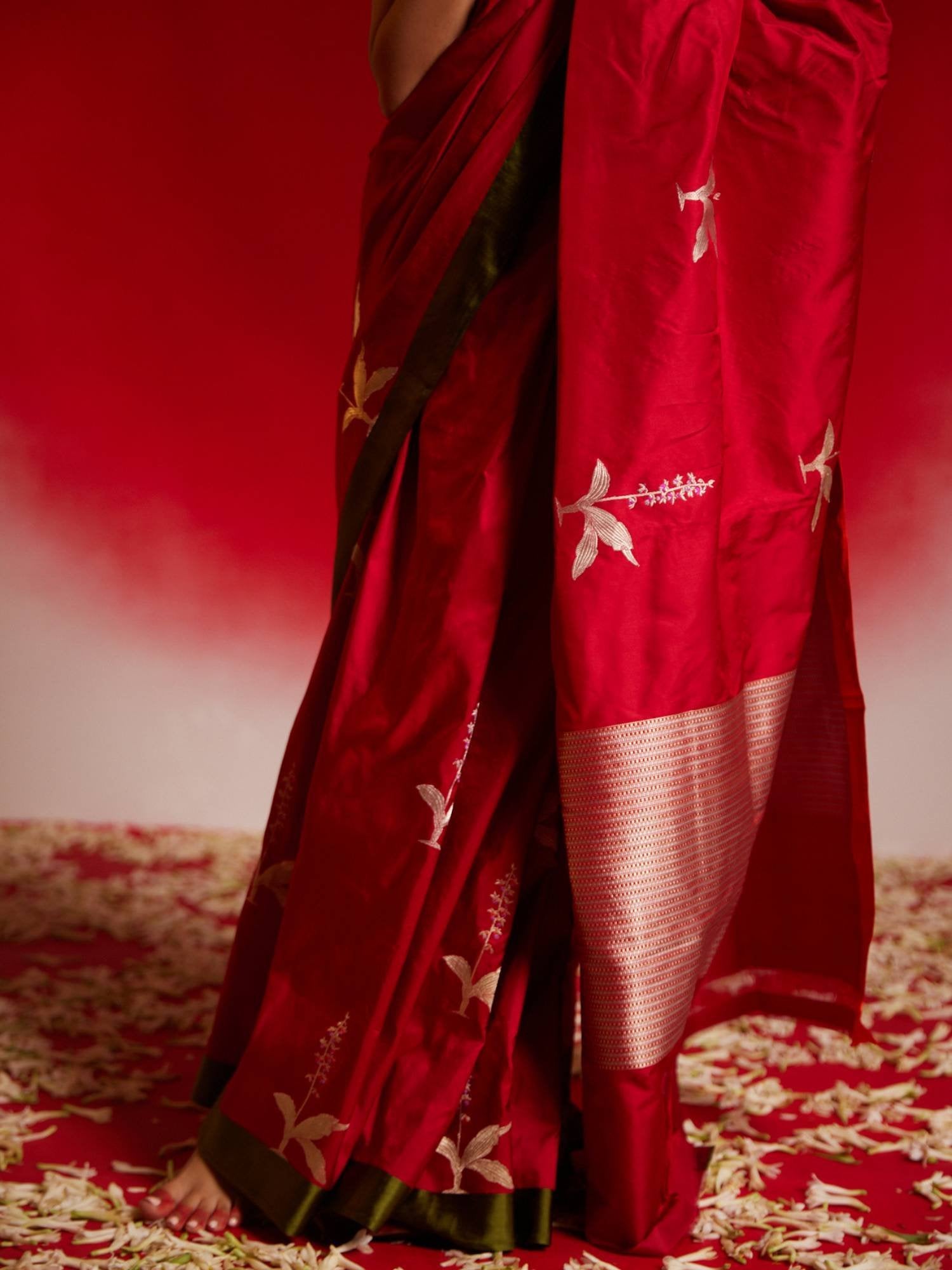 Deepmala (Red Pure Mushru Satin Saree)