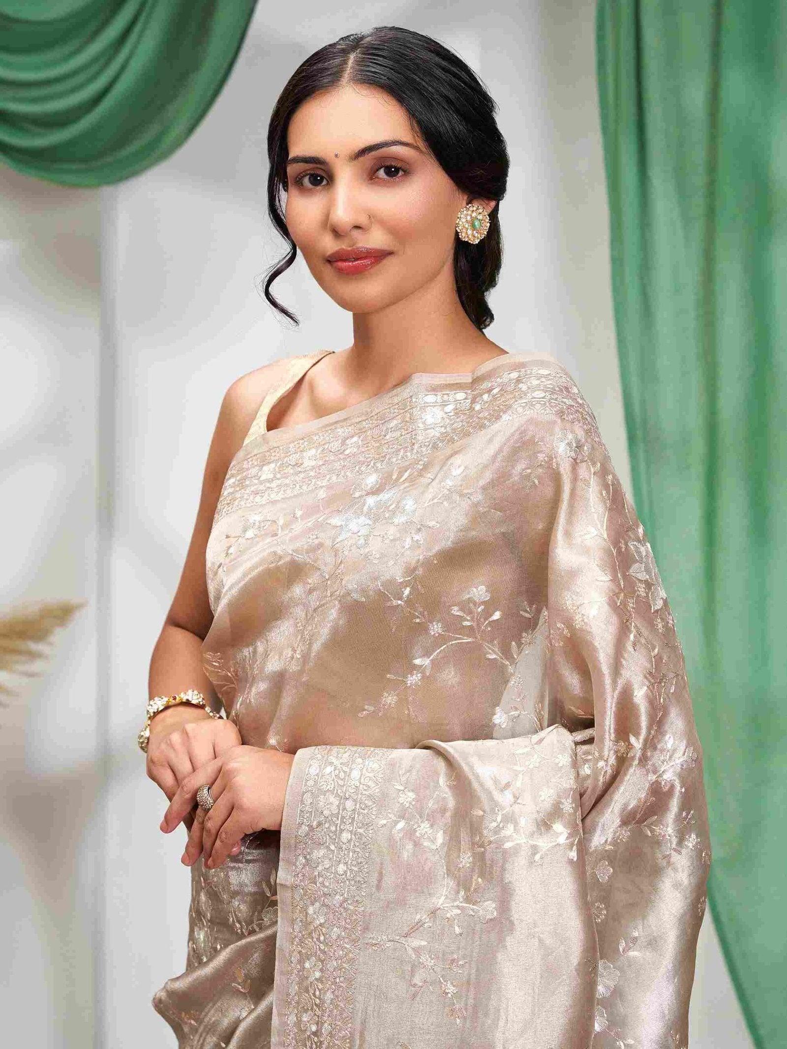 Ritambhara (Silver Tissue All Over Pitta Work Saree)