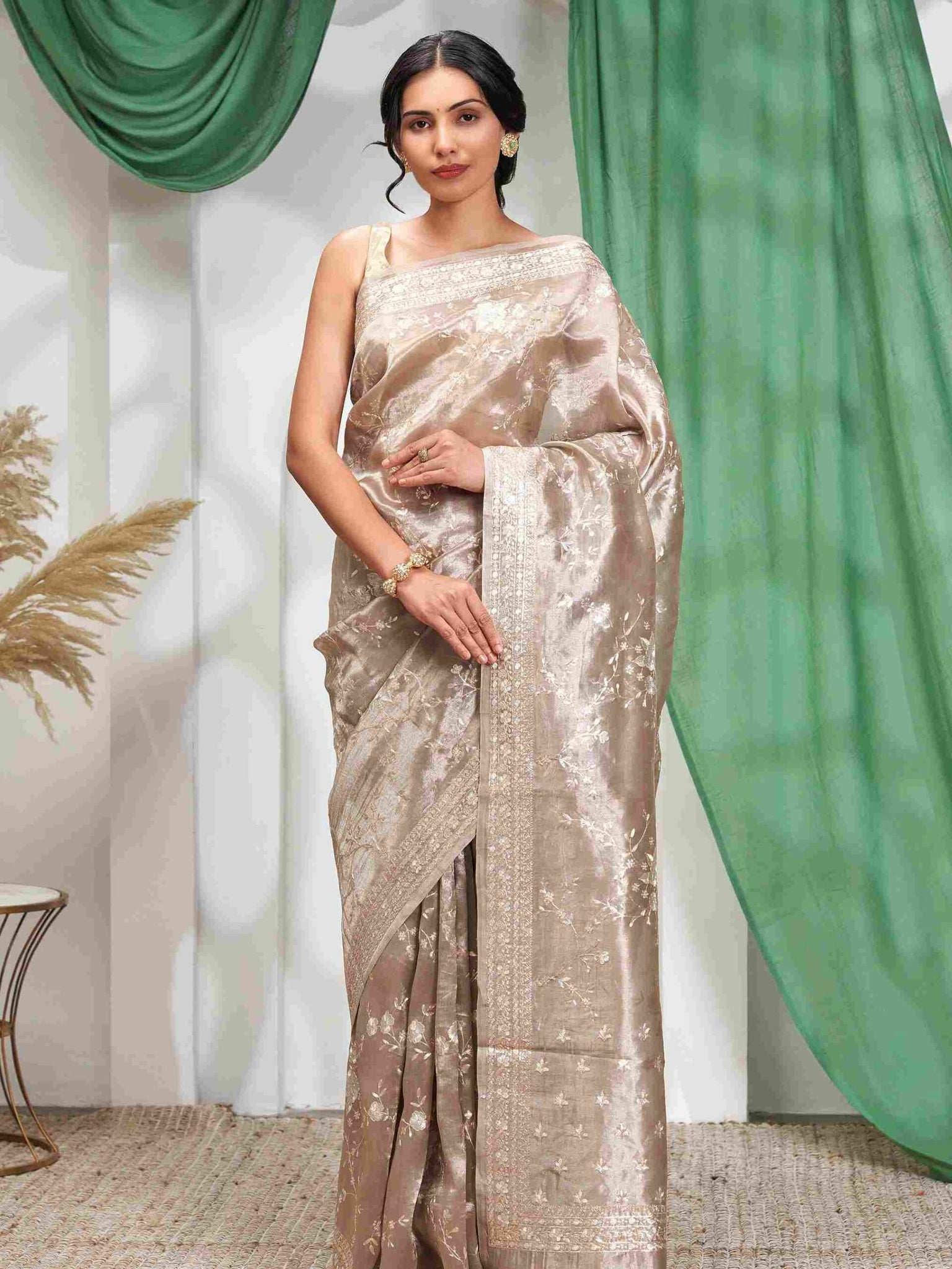 Ritambhara (Silver Tissue All Over Pitta Work Saree)