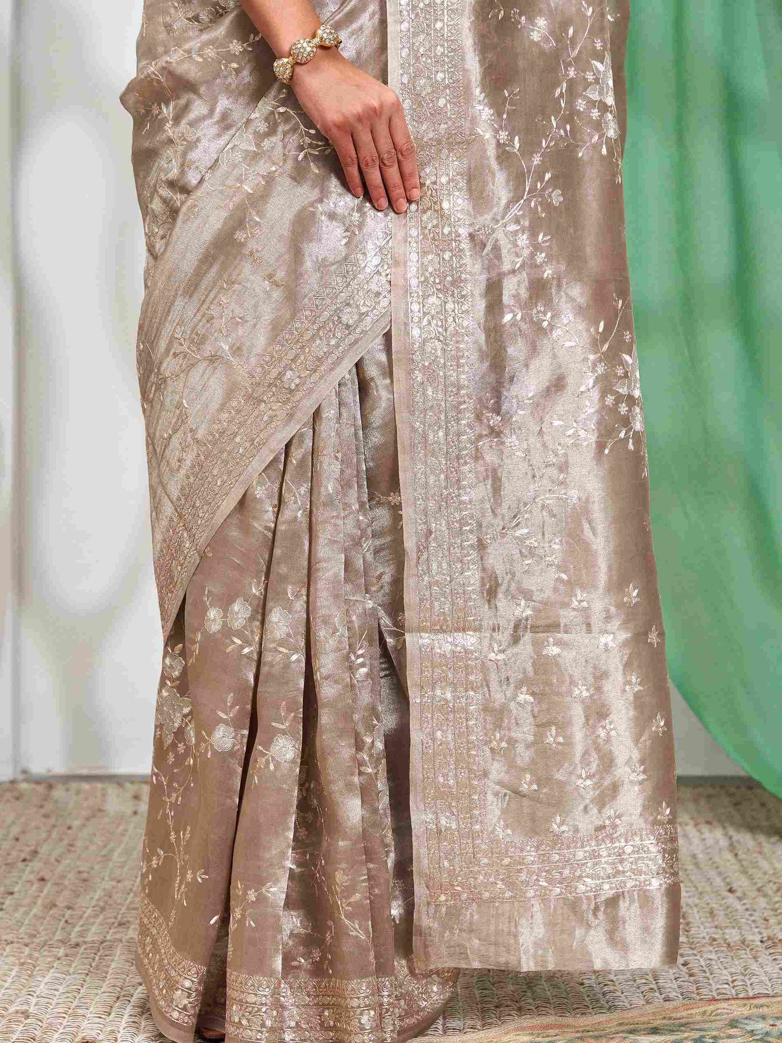 Ritambhara (Silver Tissue All Over Pitta Work Saree)
