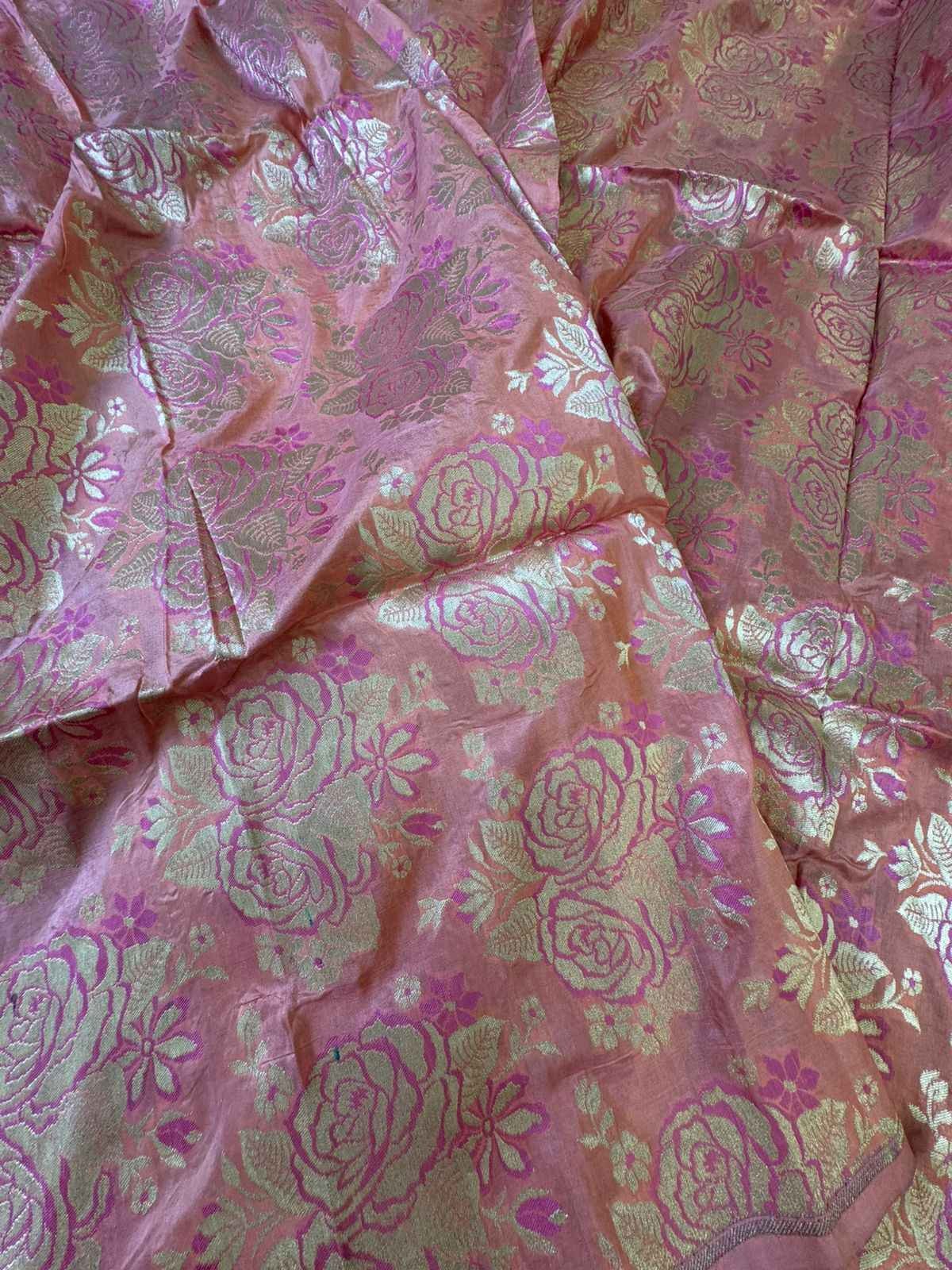 Rohitaamya Fabric (Brocade Katan Silk Roses Jaal)