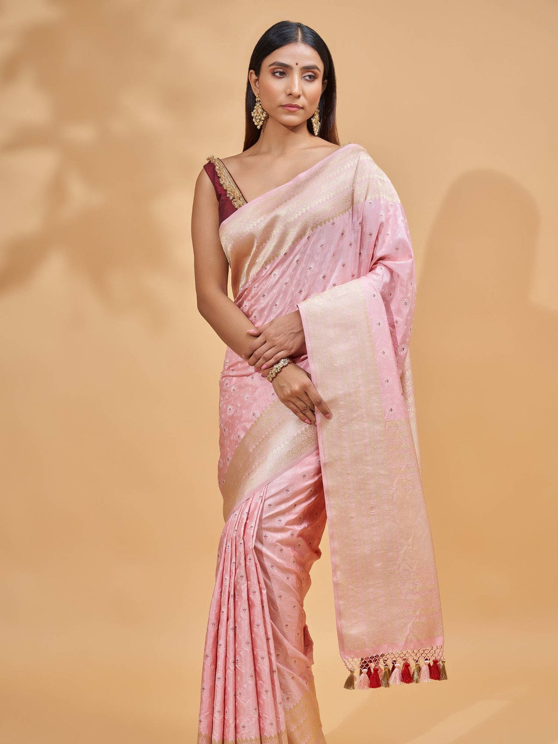 Vaishnavi (Rose Pink Katan Silk Saree)