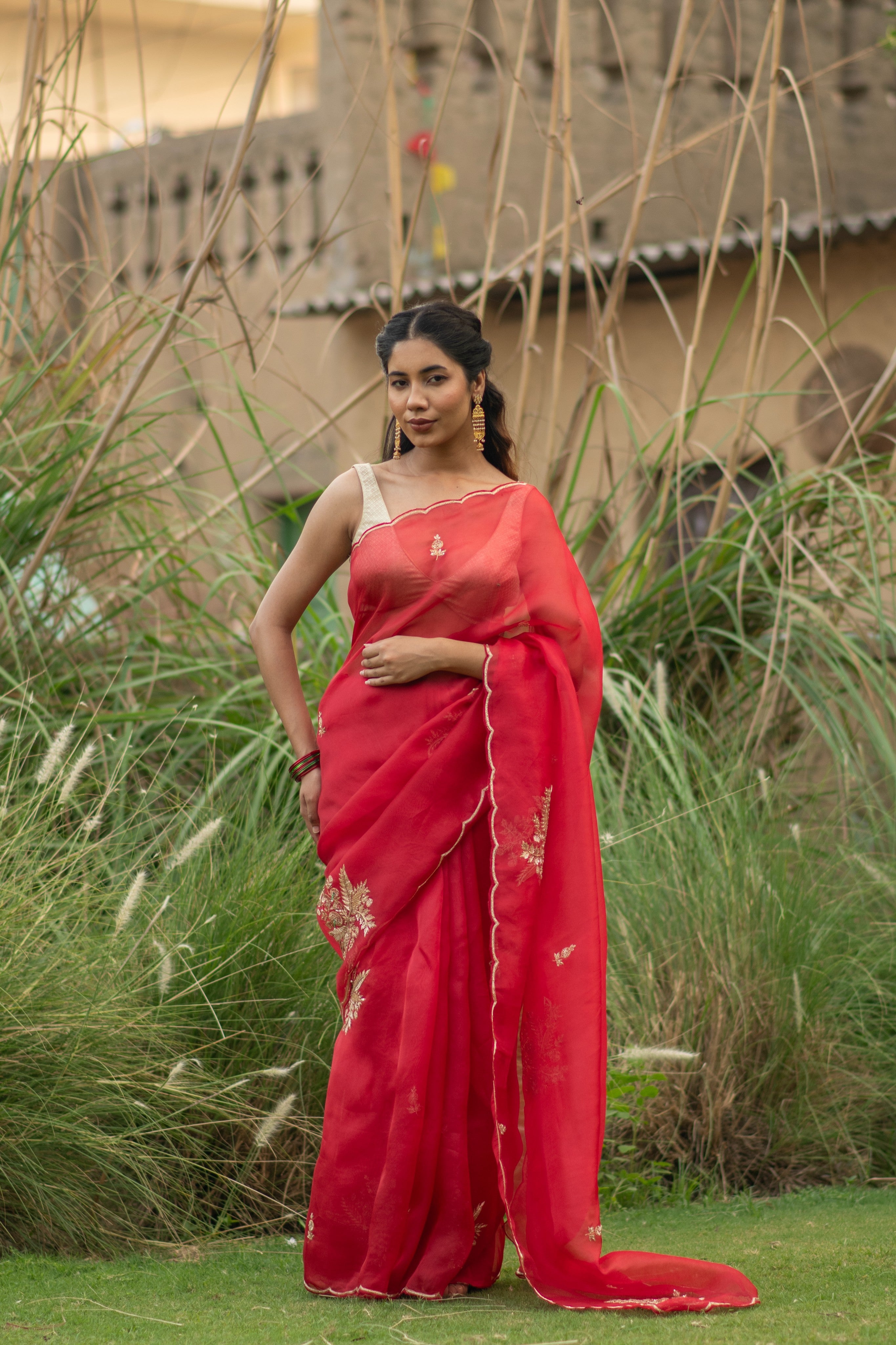 Shukravya (Rakta Zardosi Organza Saree)