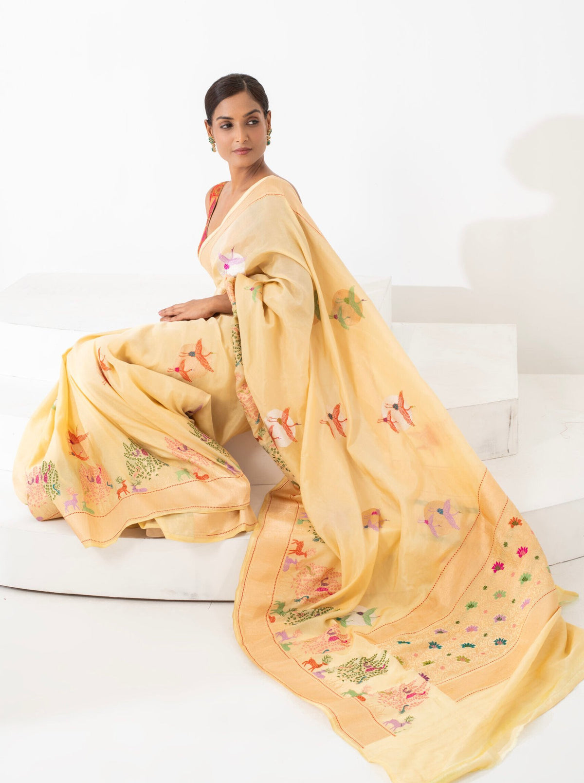 Yellow Tissue Silk Saree