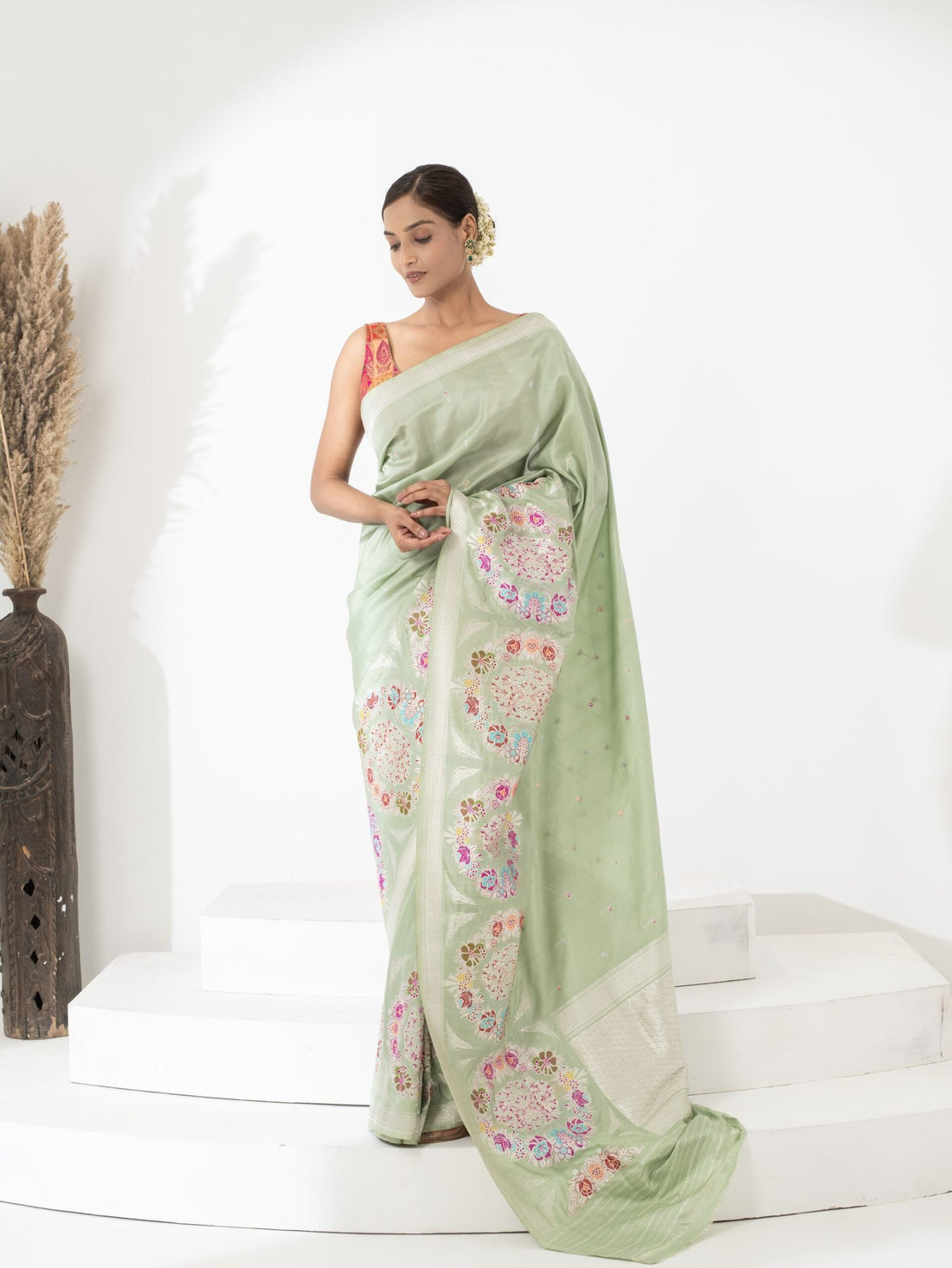 Jahnavi (Soft Drape Katan Floral Boota Saree)