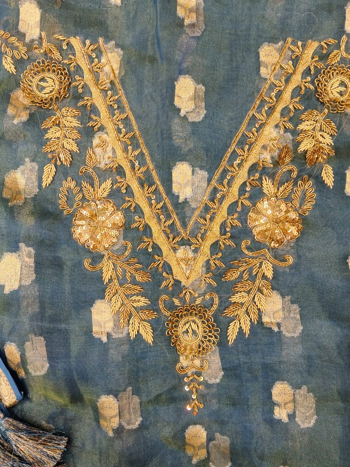 Pushpadhya (Radiant Tissue Dabka Suit)
