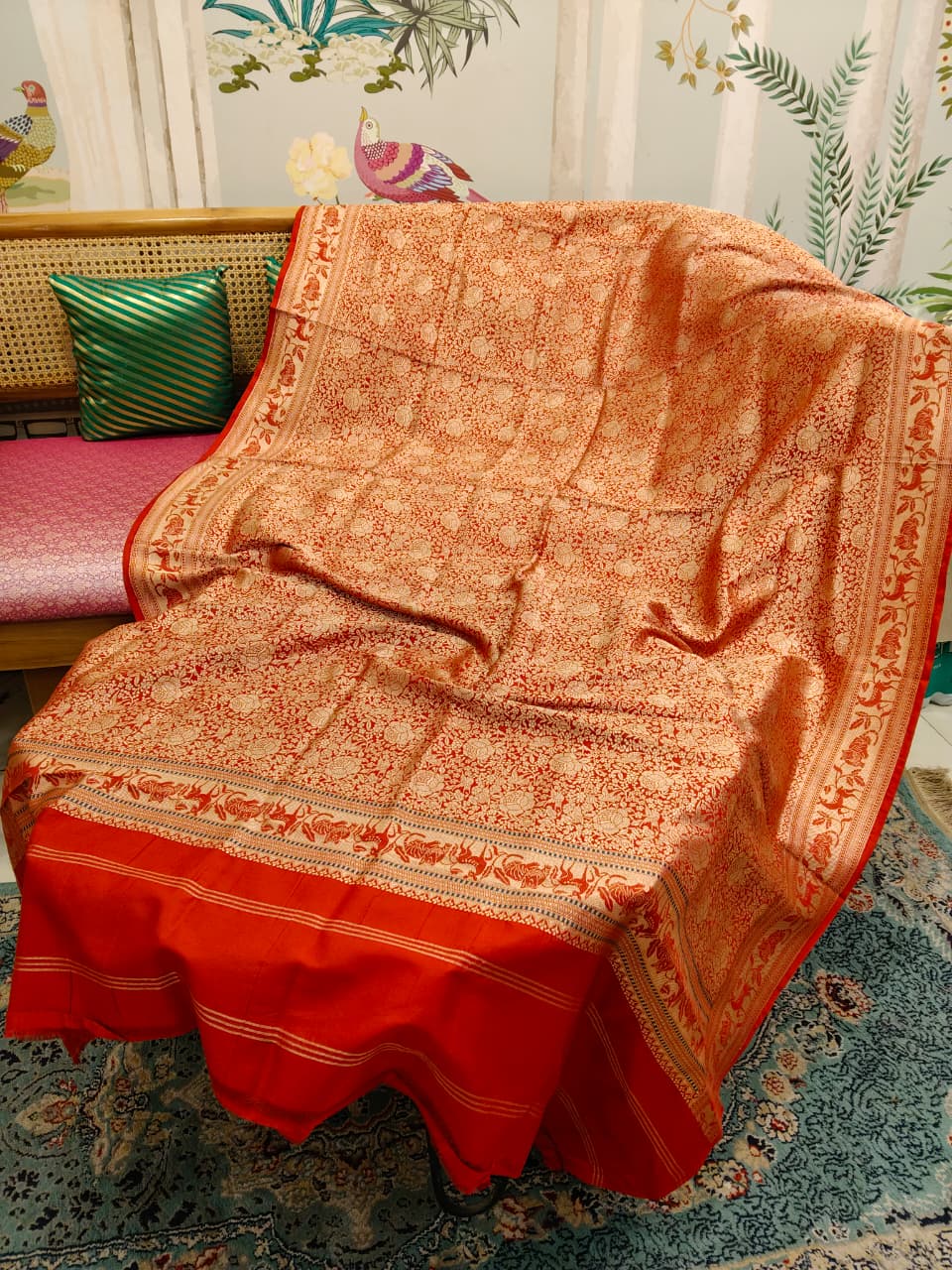 Mrigakshi (Golden Kadwa Shikargah Dupatta)