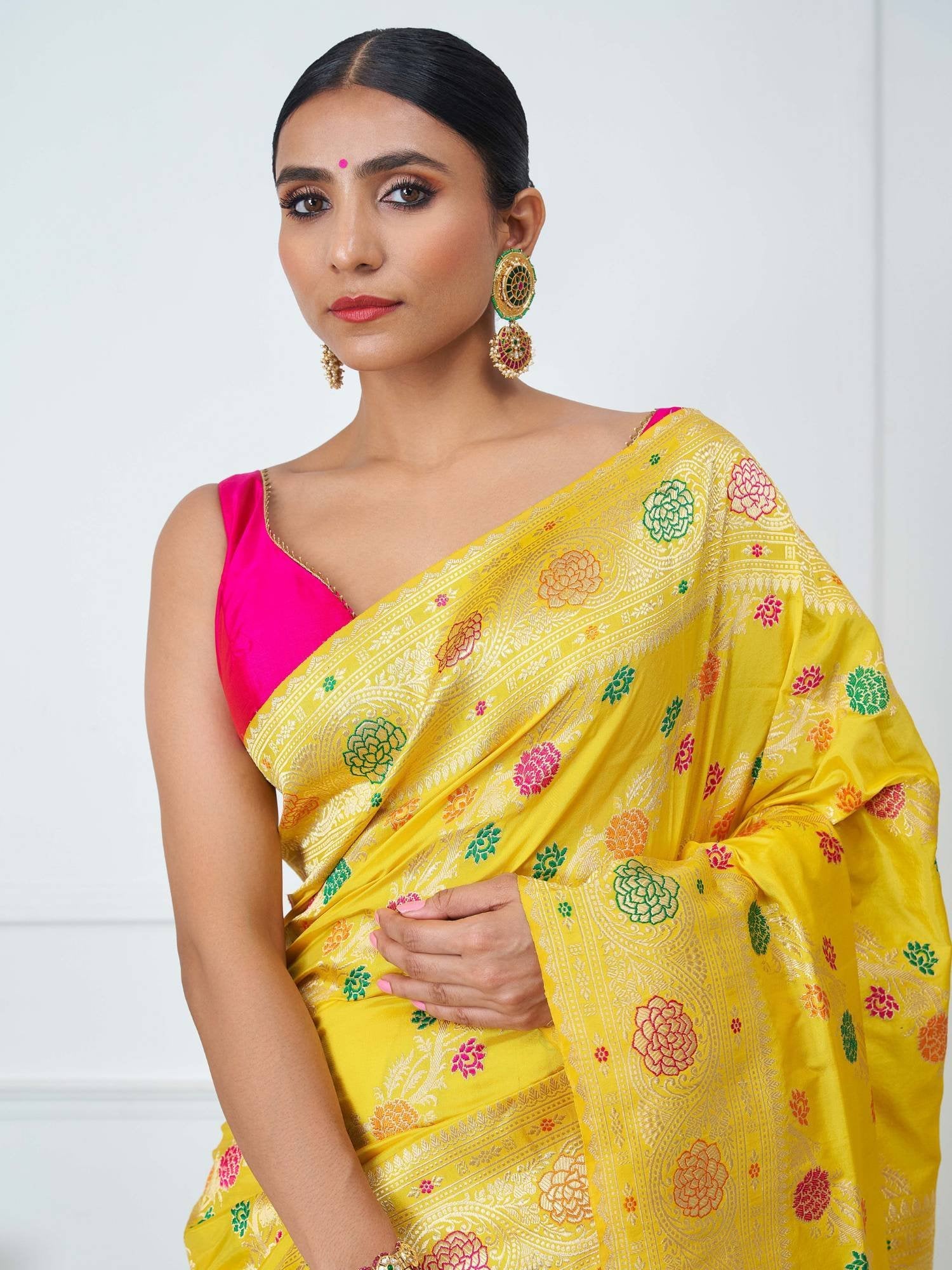 Pavitra (Yellow Meena Gulab Jangla Saree)