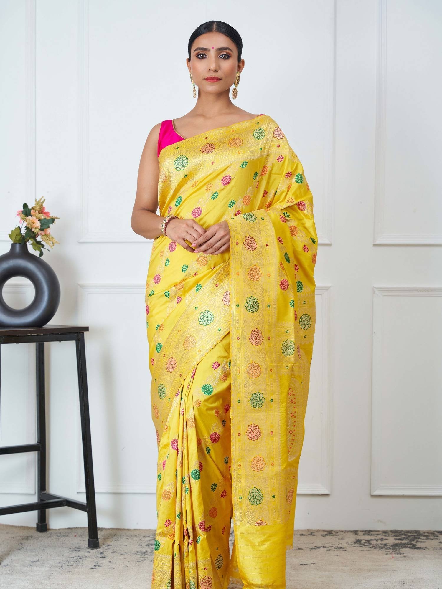 Pavitra (Yellow Meena Gulab Jangla Saree)