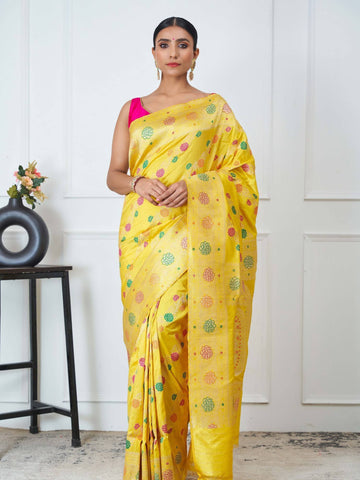 Pavitra (Yellow Meena Gulab Jangla Saree)