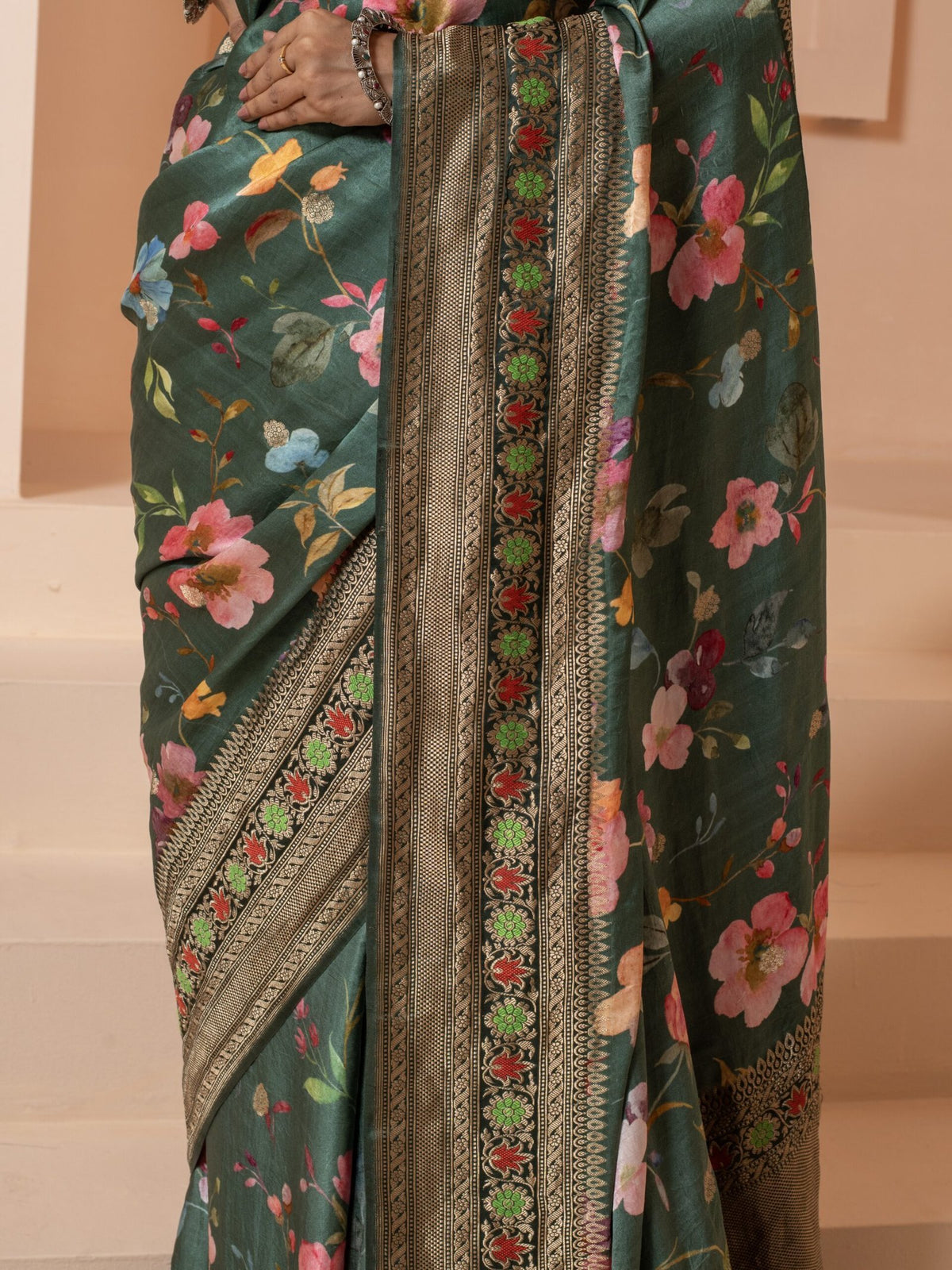 Green Mushru Saree
