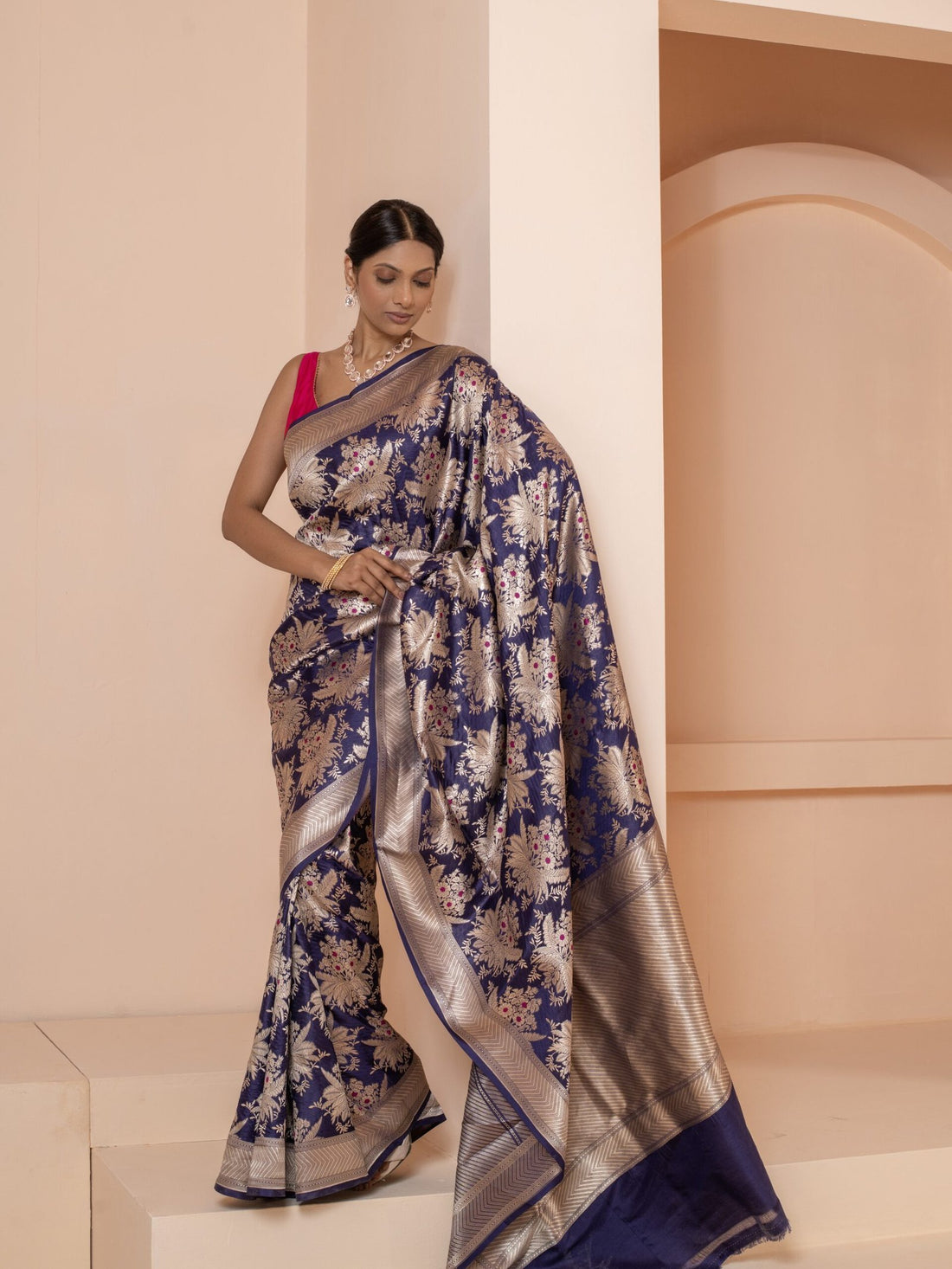 Indira (Midnight Bloom Katan Silk Saree)