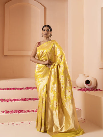 Yamuna (Neon Green Meenakari Boota Saree)