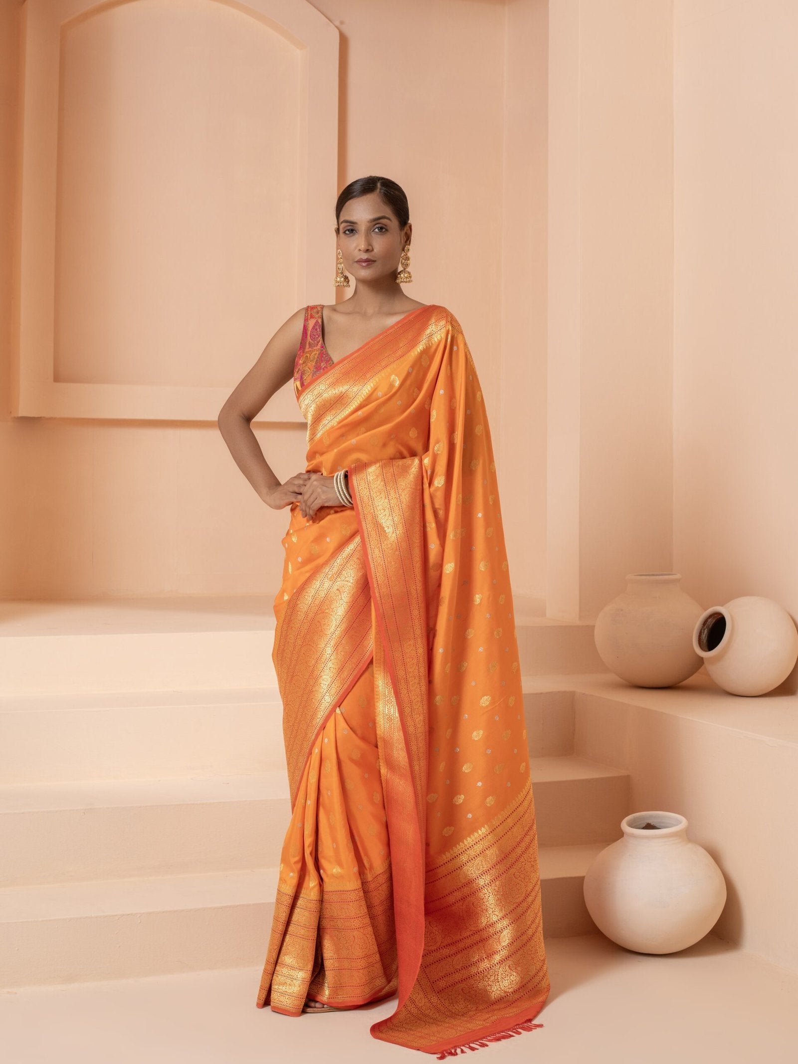 Kamalika (Radiant Orange Iktara Kadwa Saree)