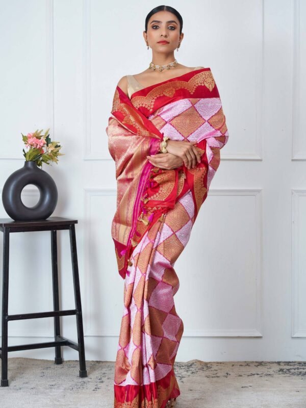Red handloom saree