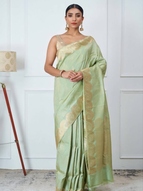 Pista green royal sarees