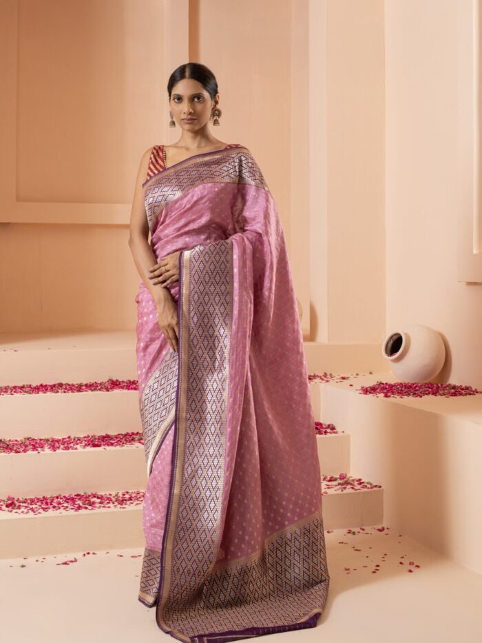 Pink Silk Banarasi Saree