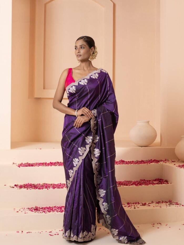 Purple Silk Banarasi Saree