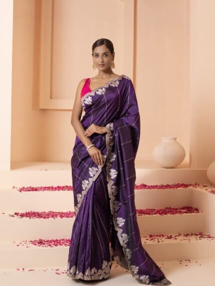 Purple Silk Banarasi Saree