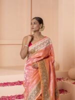 Peach Silk Banarasi Saree