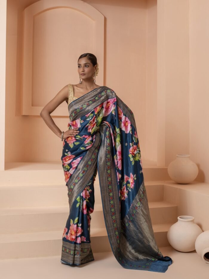 Handloom Blue Banarasi Saree