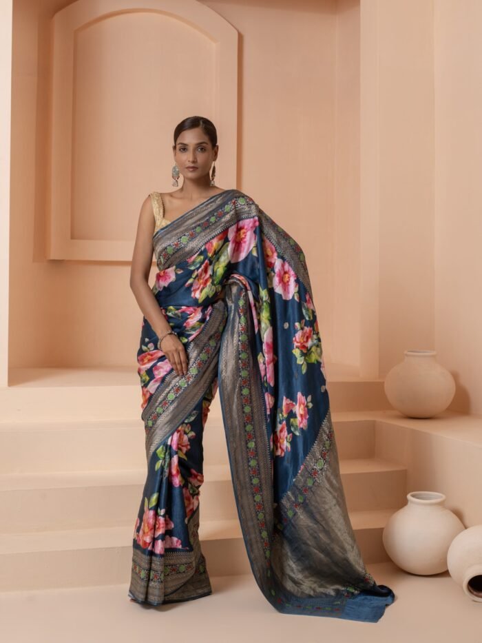 Blue Handloom Banarasi Saree