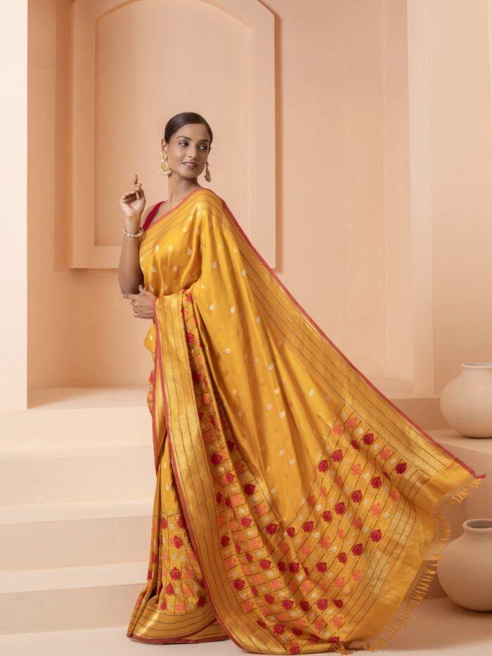 Yellow Banarasi Handloom Sarees