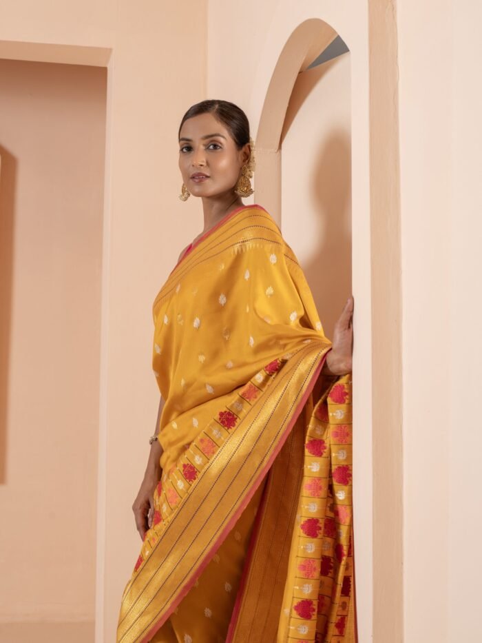 Yellow Banarasi Handloom Sarees