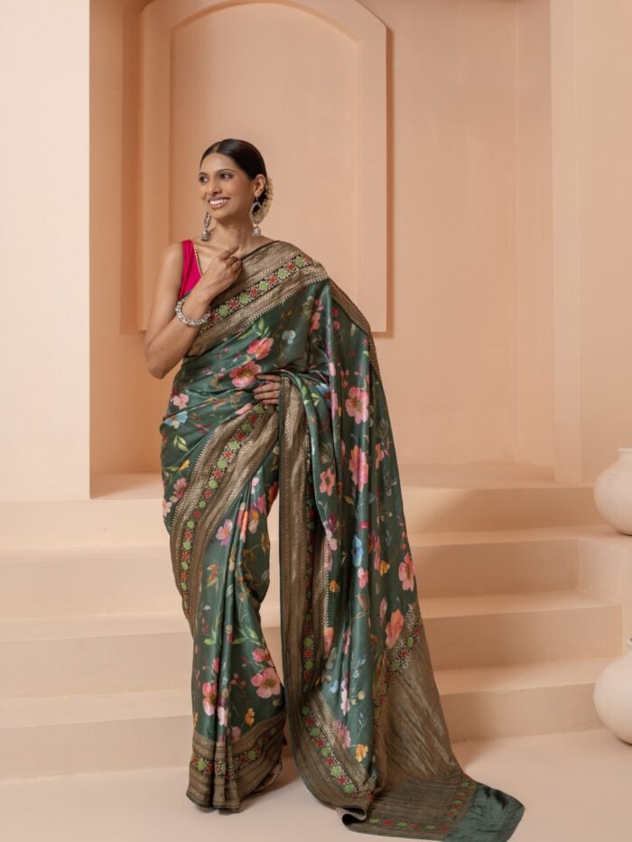 Green designer saree