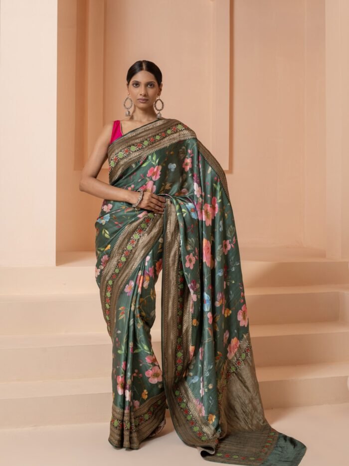 Green designer saree