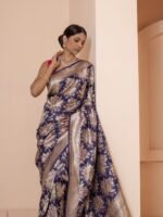 Blue handloom banarasi saree