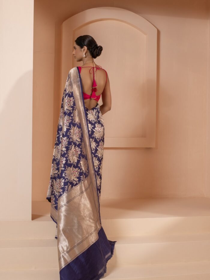 Blue handloom banarasi saree