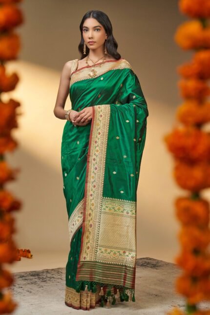 Green designer saree