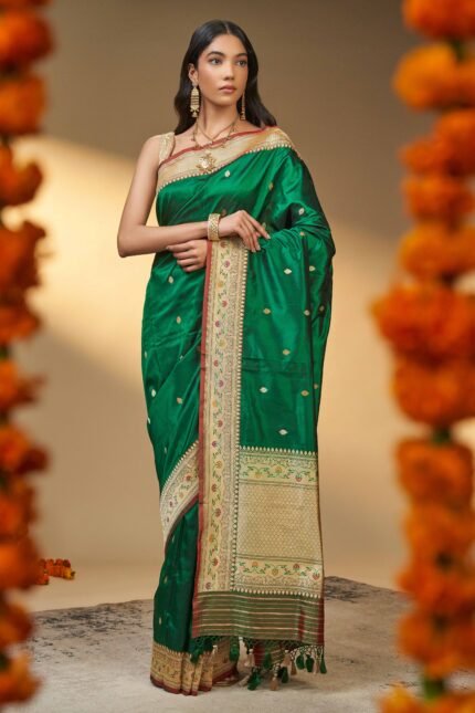 Green designer saree