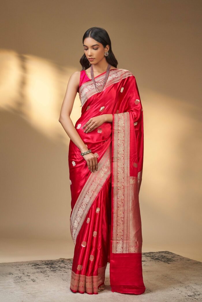 Red designer saree