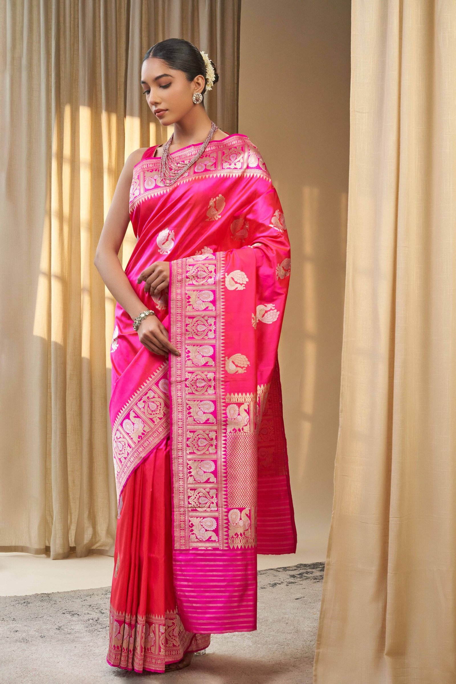 Pink ethnic saree