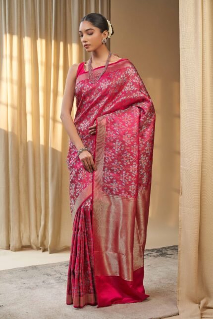 Pink handloom silk sarees