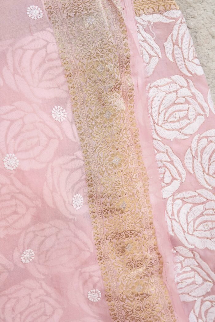 Baby Pink Banarasi Silk Saree